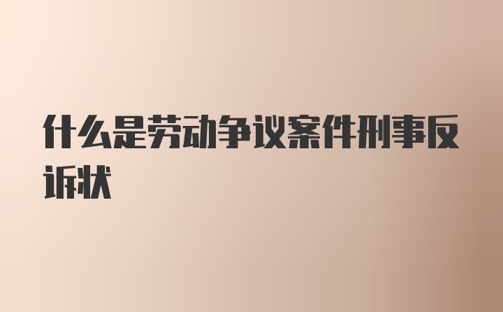 什么是劳动争议案件刑事反诉状