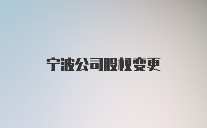 宁波公司股权变更