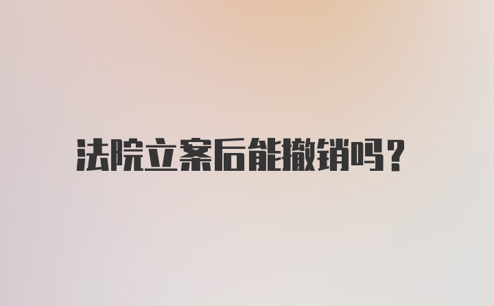 法院立案后能撤销吗？