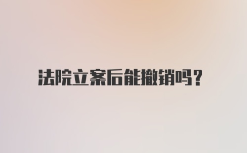 法院立案后能撤销吗？