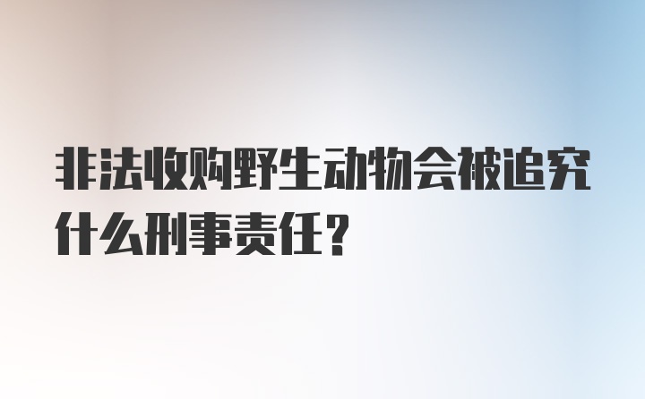 非法收购野生动物会被追究什么刑事责任？