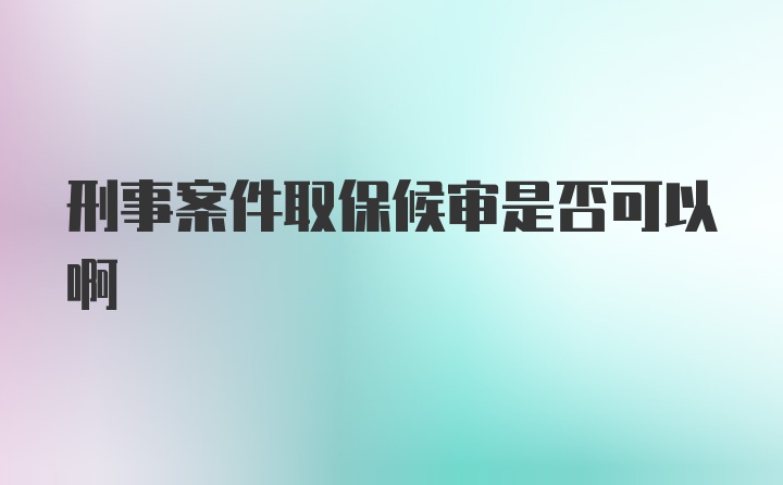 刑事案件取保候审是否可以啊