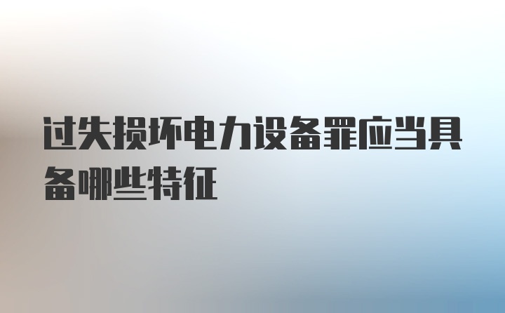 过失损坏电力设备罪应当具备哪些特征