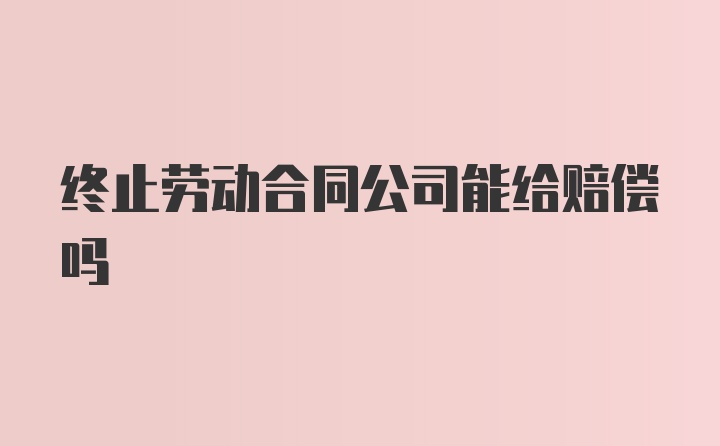 终止劳动合同公司能给赔偿吗