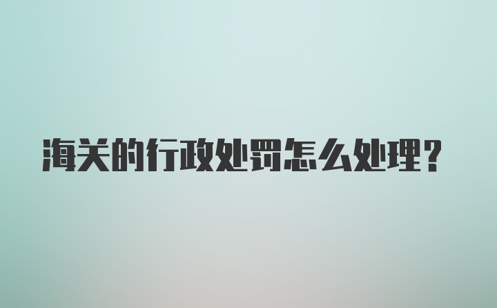 海关的行政处罚怎么处理？