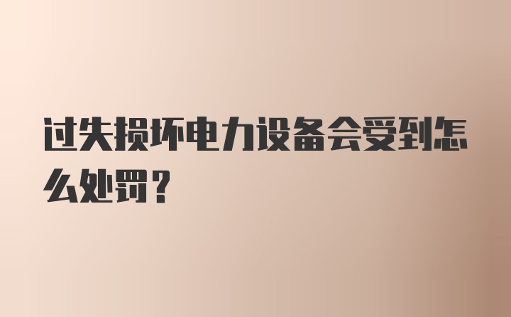 过失损坏电力设备会受到怎么处罚？