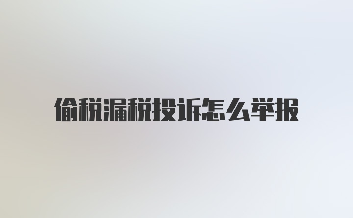 偷税漏税投诉怎么举报