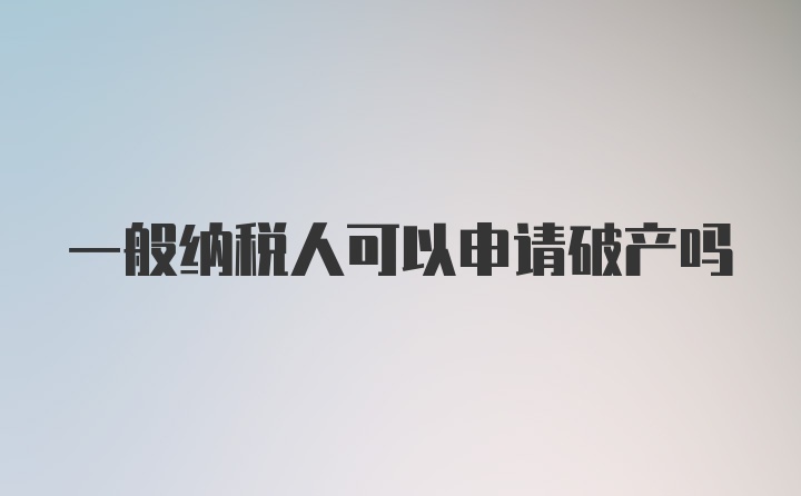 一般纳税人可以申请破产吗