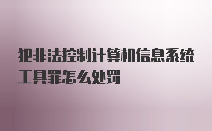 犯非法控制计算机信息系统工具罪怎么处罚