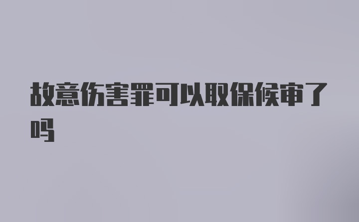 故意伤害罪可以取保候审了吗