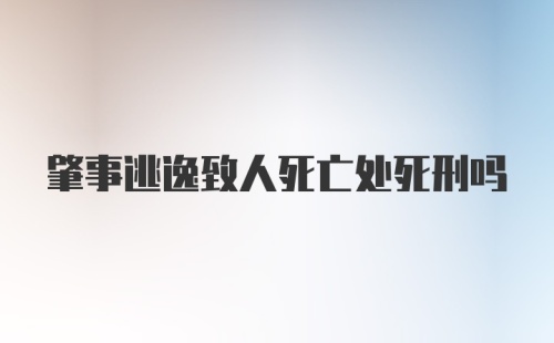 肇事逃逸致人死亡处死刑吗