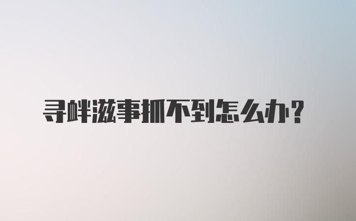 寻衅滋事抓不到怎么办？