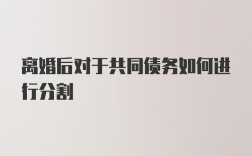 离婚后对于共同债务如何进行分割