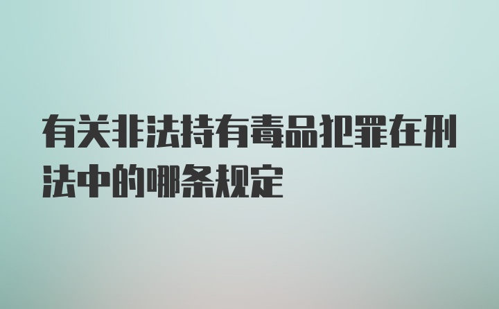 有关非法持有毒品犯罪在刑法中的哪条规定