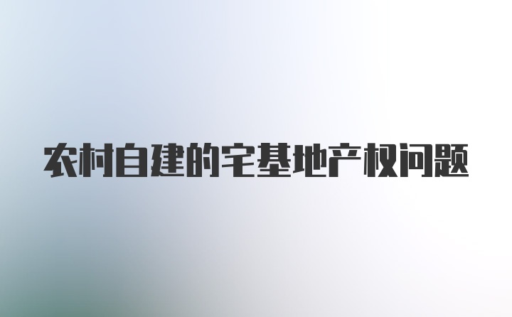 农村自建的宅基地产权问题