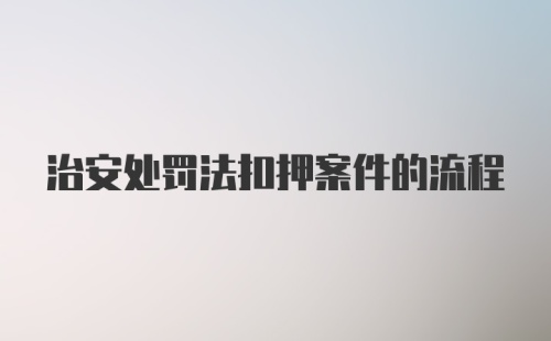 治安处罚法扣押案件的流程