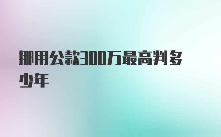 挪用公款300万最高判多少年