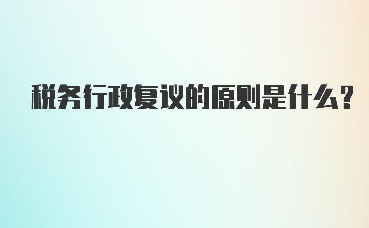 税务行政复议的原则是什么？