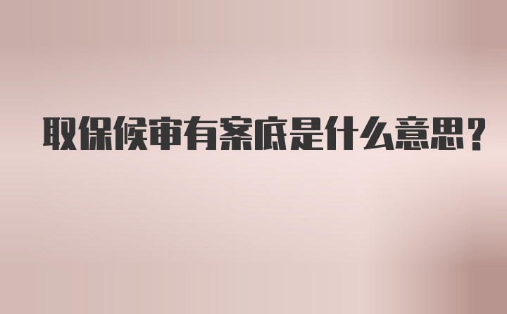 取保候审有案底是什么意思?