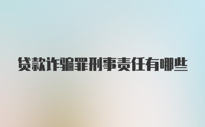 贷款诈骗罪刑事责任有哪些