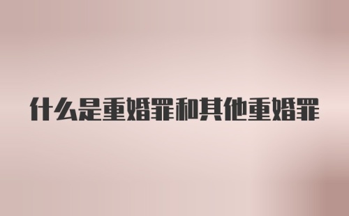 什么是重婚罪和其他重婚罪