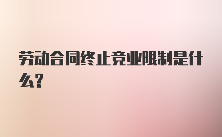 劳动合同终止竞业限制是什么？