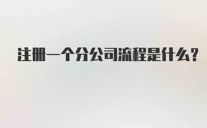 注册一个分公司流程是什么？