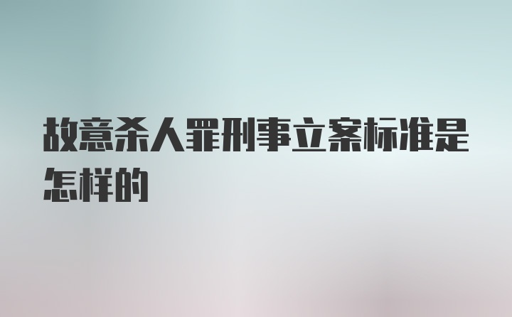 故意杀人罪刑事立案标准是怎样的