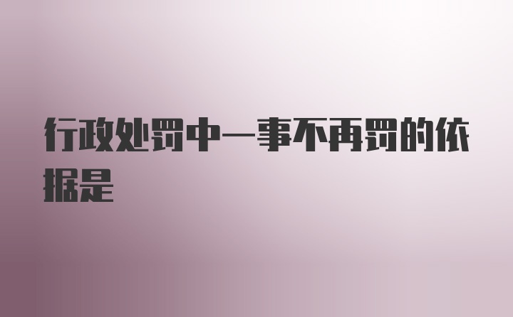 行政处罚中一事不再罚的依据是