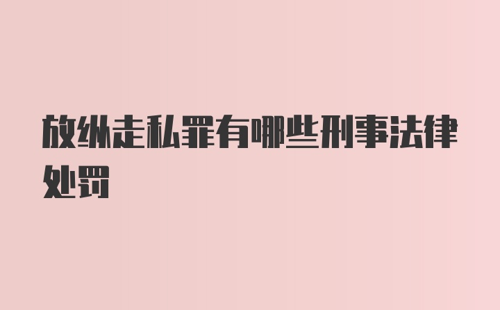 放纵走私罪有哪些刑事法律处罚