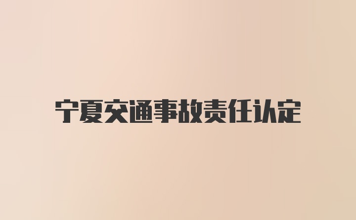 宁夏交通事故责任认定