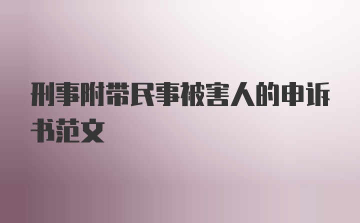 刑事附带民事被害人的申诉书范文