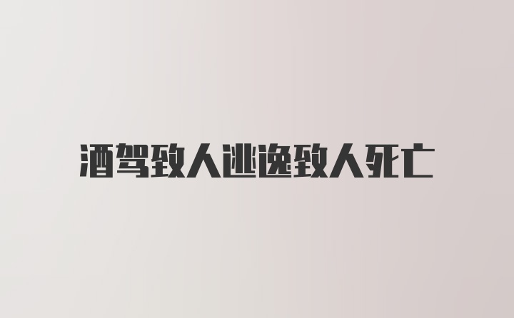 酒驾致人逃逸致人死亡