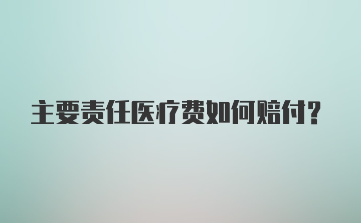 主要责任医疗费如何赔付？