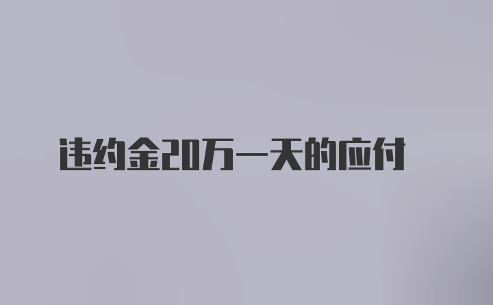 违约金20万一天的应付