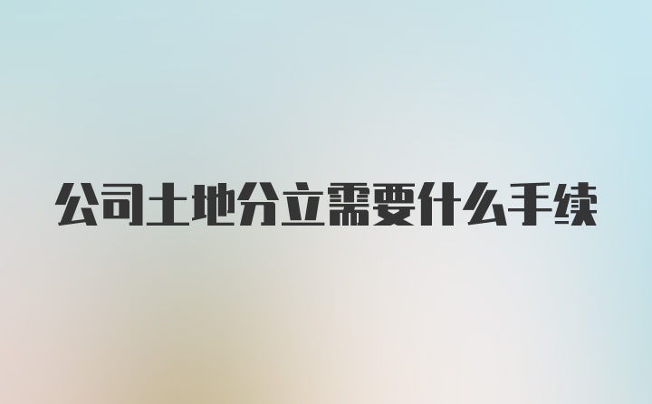 公司土地分立需要什么手续