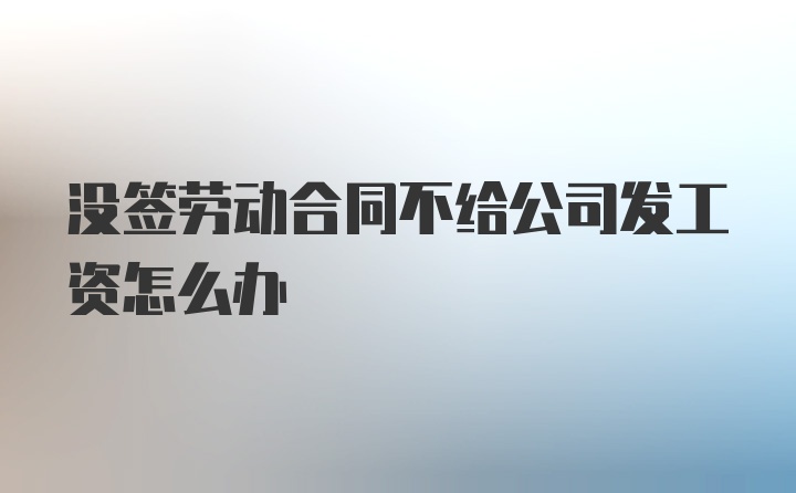 没签劳动合同不给公司发工资怎么办