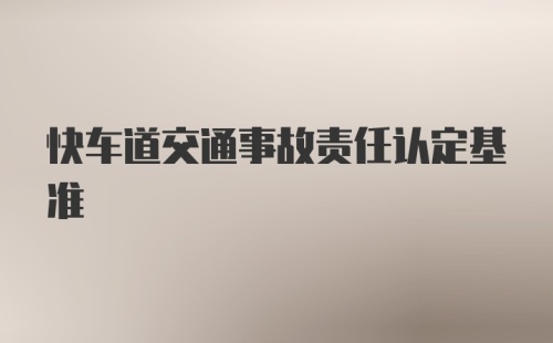 快车道交通事故责任认定基准