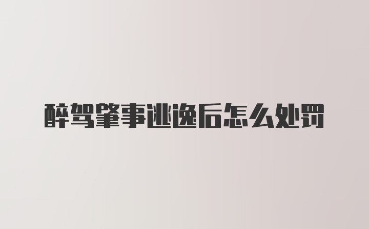 醉驾肇事逃逸后怎么处罚