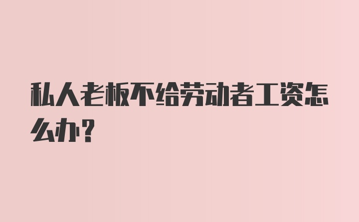 私人老板不给劳动者工资怎么办？