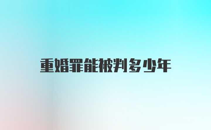 重婚罪能被判多少年