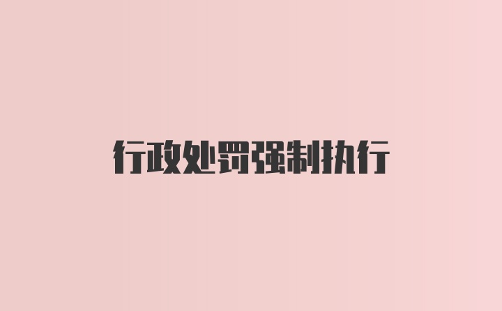 行政处罚强制执行