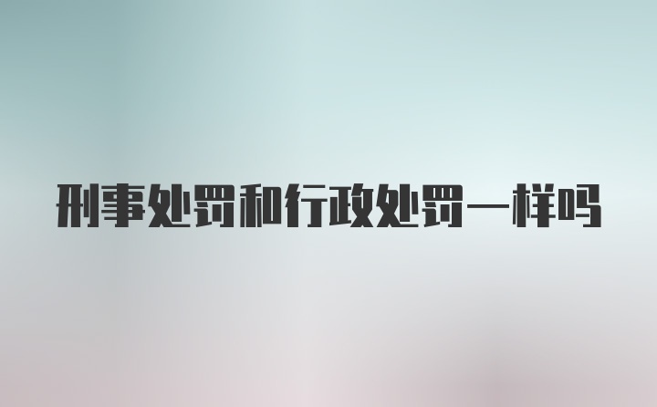 刑事处罚和行政处罚一样吗