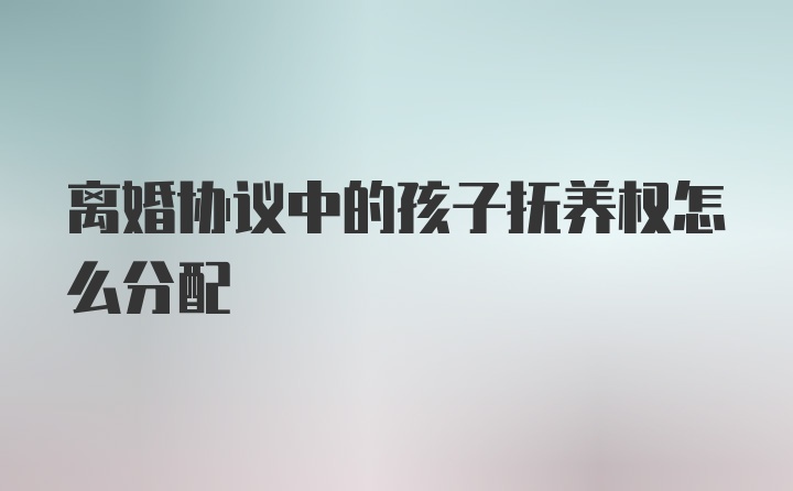 离婚协议中的孩子抚养权怎么分配