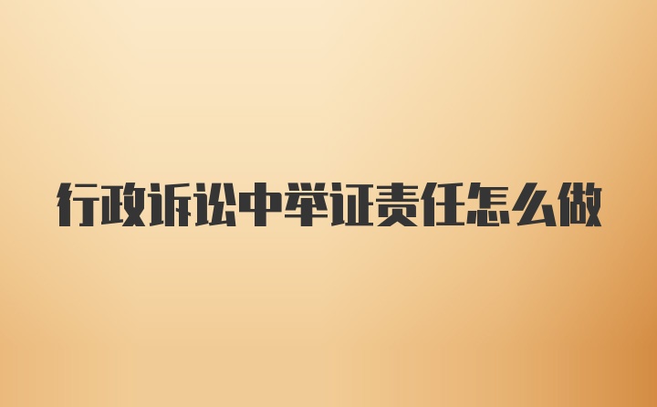 行政诉讼中举证责任怎么做