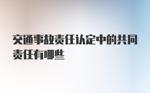 交通事故责任认定中的共同责任有哪些