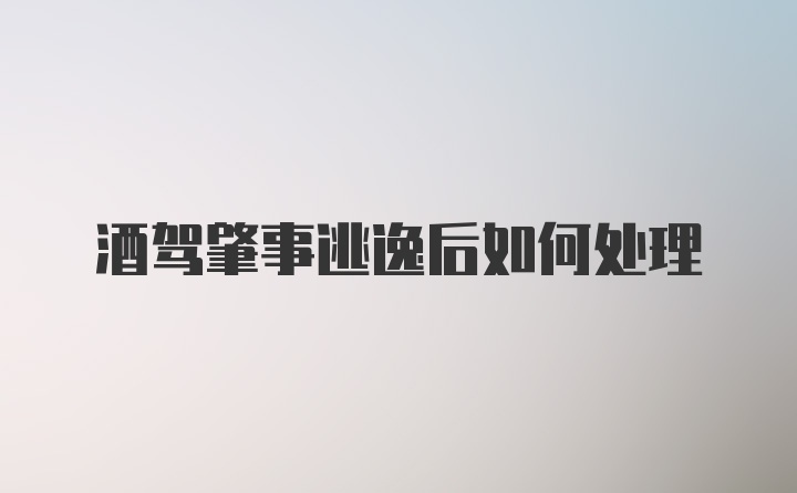 酒驾肇事逃逸后如何处理