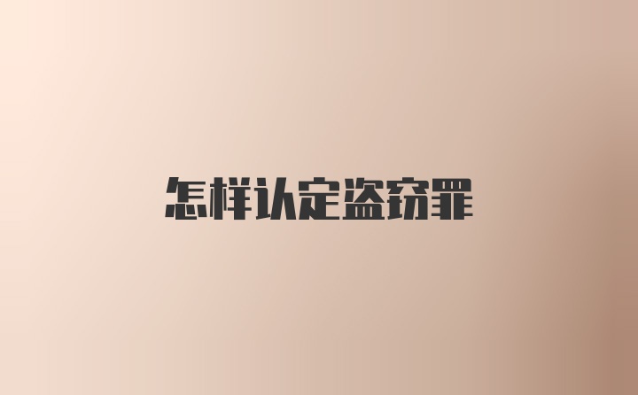 怎样认定盗窃罪