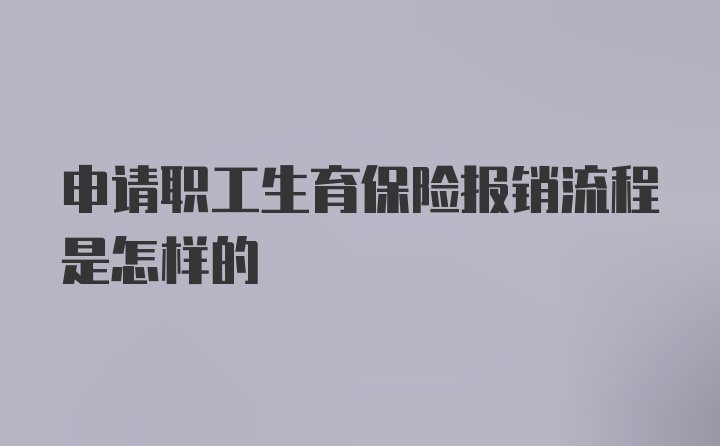 申请职工生育保险报销流程是怎样的