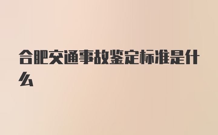 合肥交通事故鉴定标准是什么